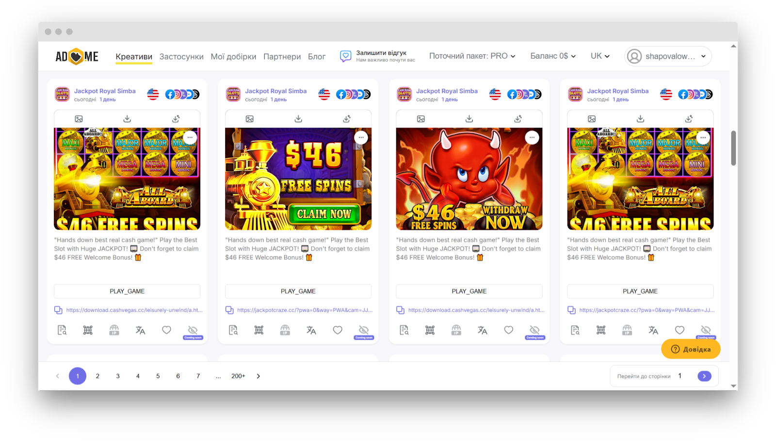 Gambling creatives in Adheart