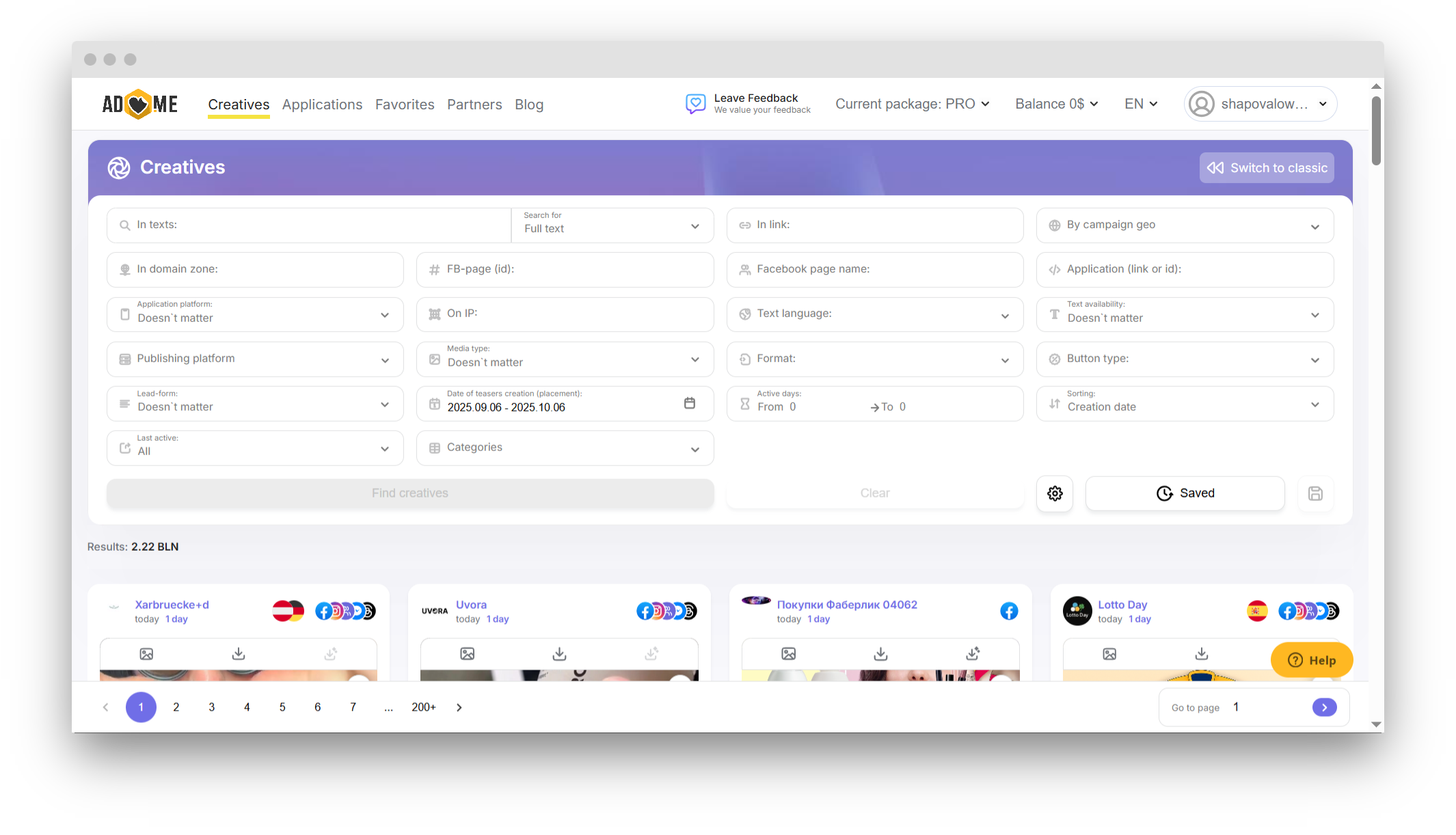 Adheart creative search