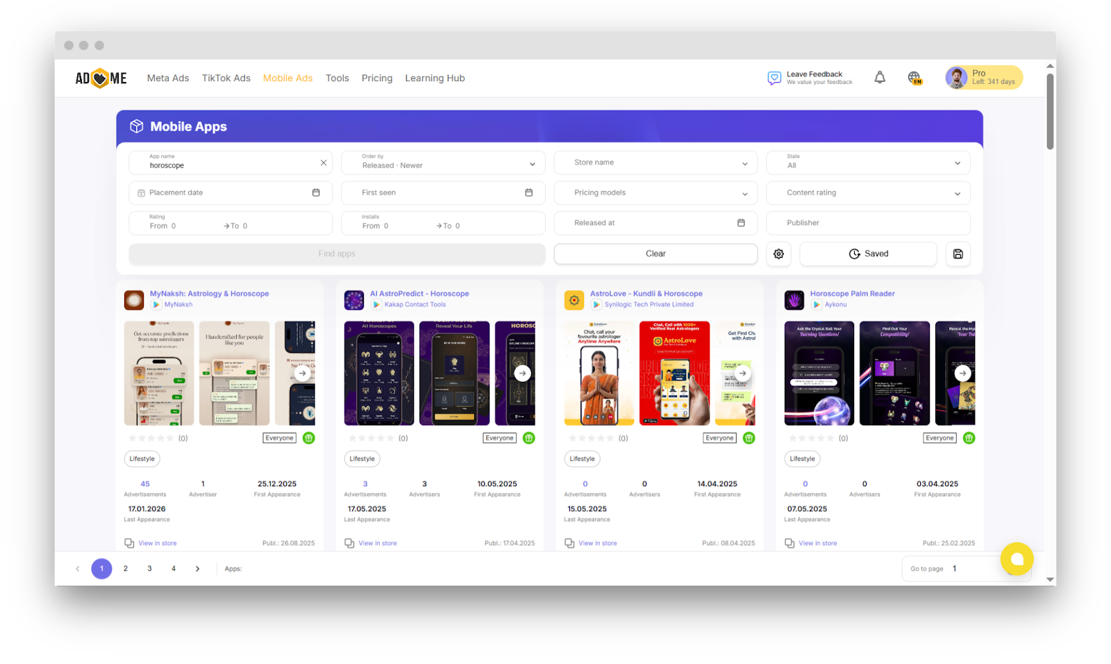 Interface atualizada do Adheart Mobile Ads | Mobile Apps